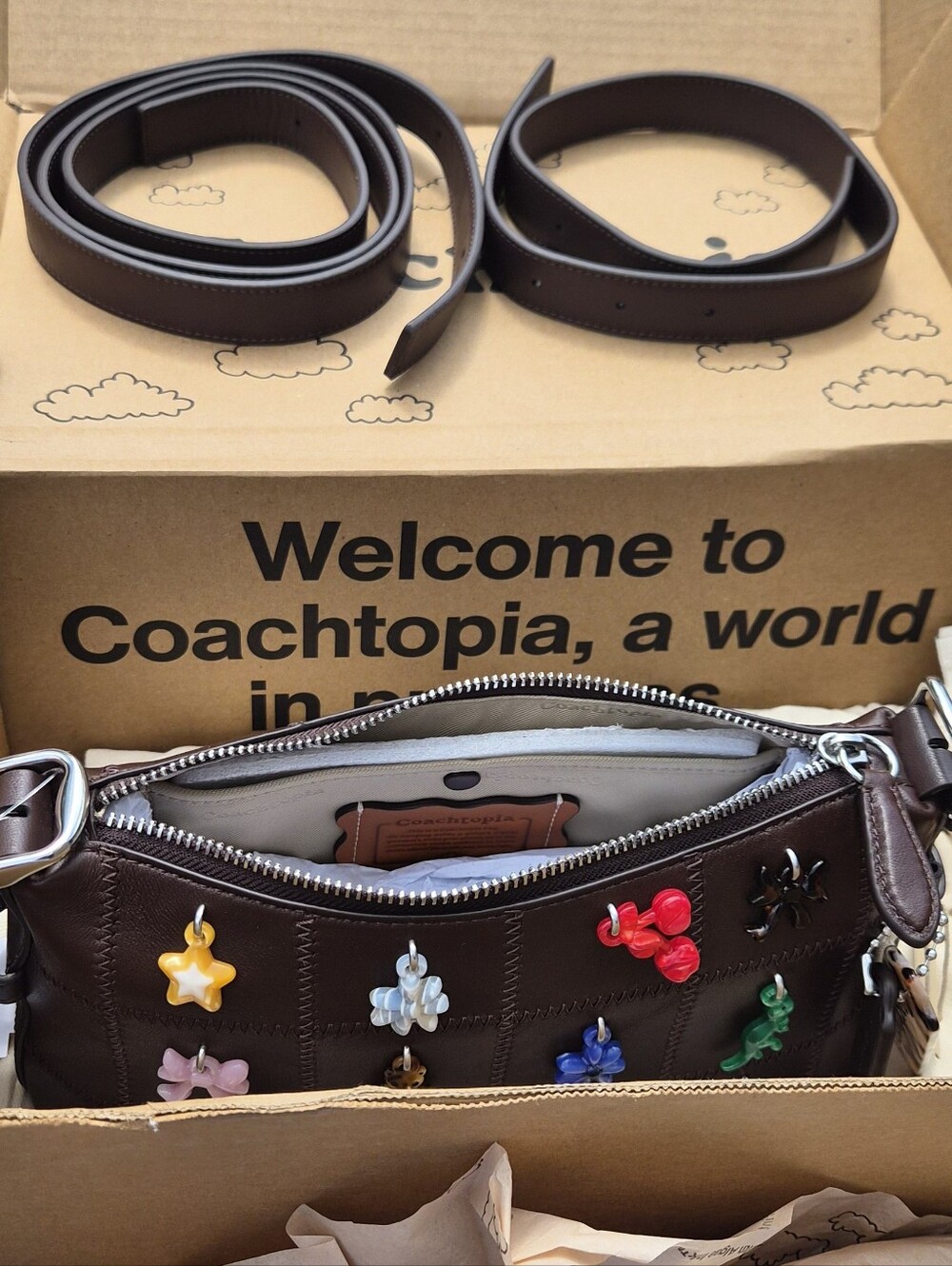Coach Coachtopia Alter/ Ego Small Slouchy Bag in Maple w/ 12 charms CCM01 - Picture 3 of 13